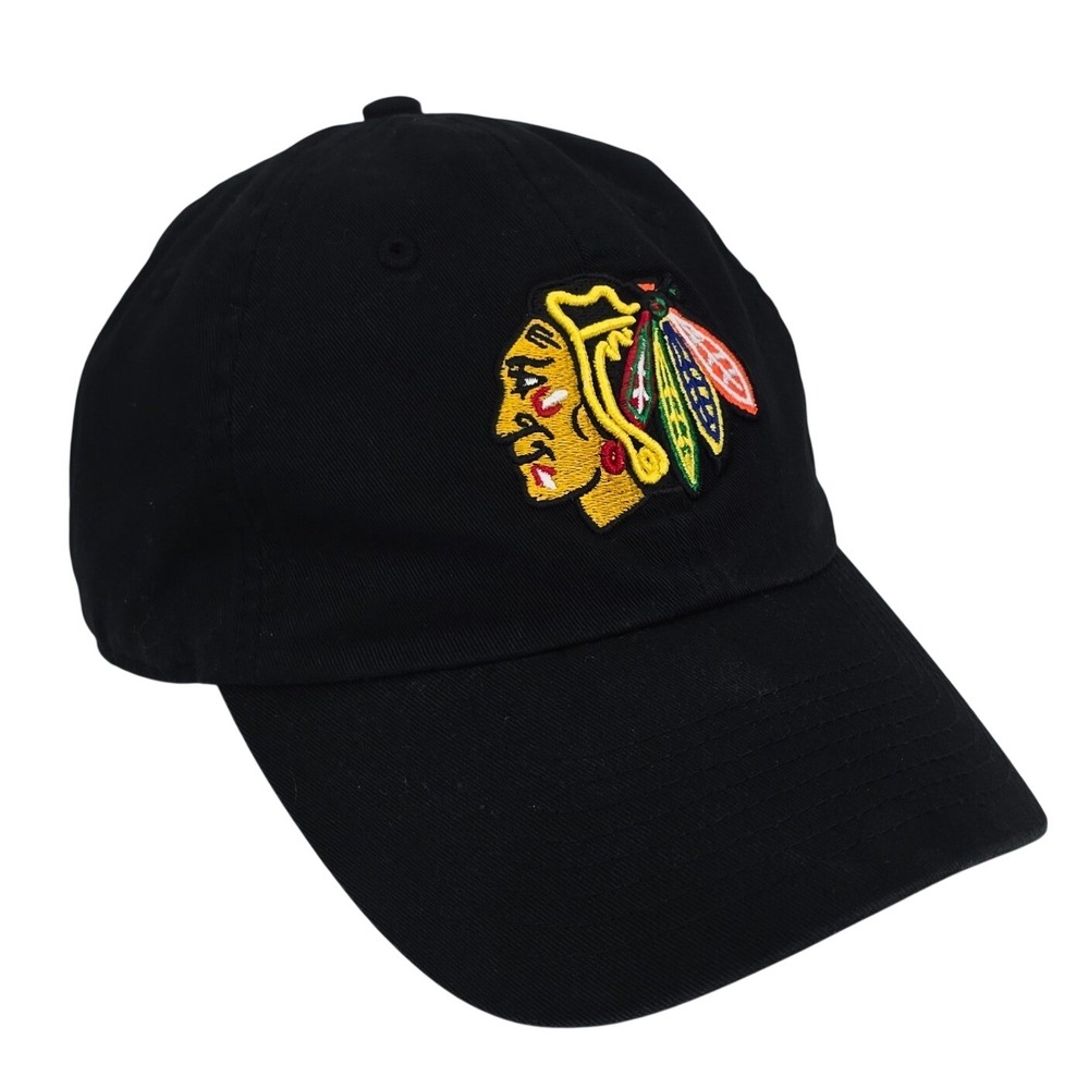 Fan Favorite Chicago Blackhawks NHL Hat OSFA Black Embroidered Dad Cap Strapback